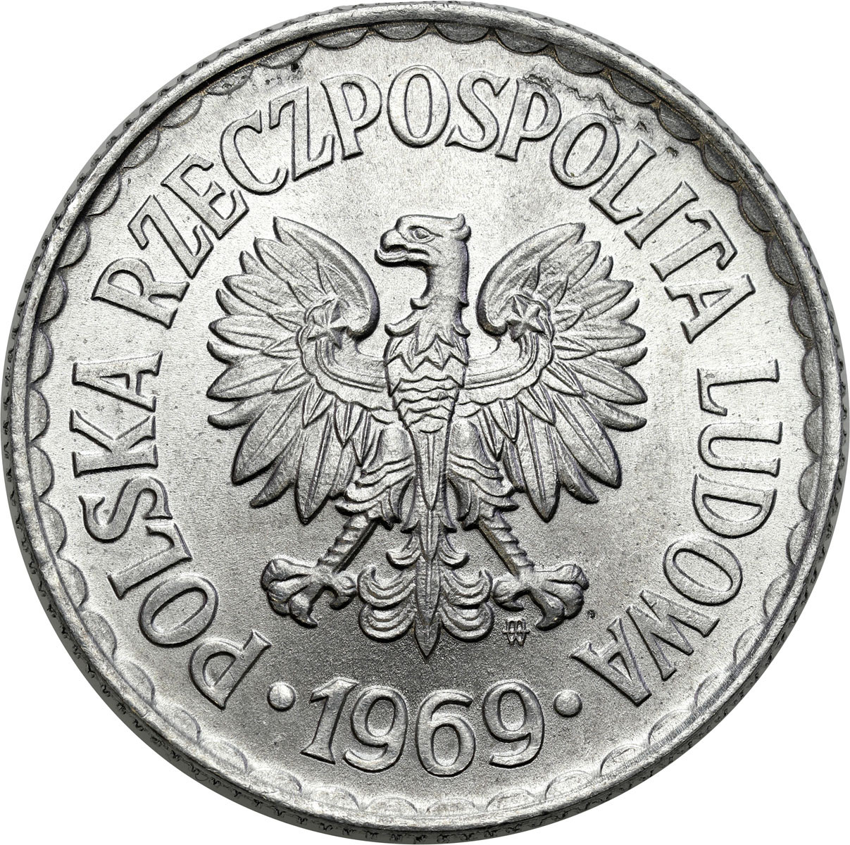 PRL. 1 złoty 1969 aluminium - RZADSZY ROCZNIK
